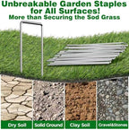AMAGABELI 6 Inch 500 Pack Galvanized Landscape Staples 11 Gauge Anti-Rust Heavy Duty Garden Stakes Plant Cover Spikes U-Shaped Sod Pins Fence Stakes for Weed Barrier,Irrigation Tubing,Lawns,Decoration - Image 4