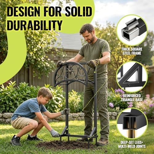 Garden Hose Holder 130FT Decorative Freestanding Water Hose Holder Storage with 4 Spikes for Outside - Image 5