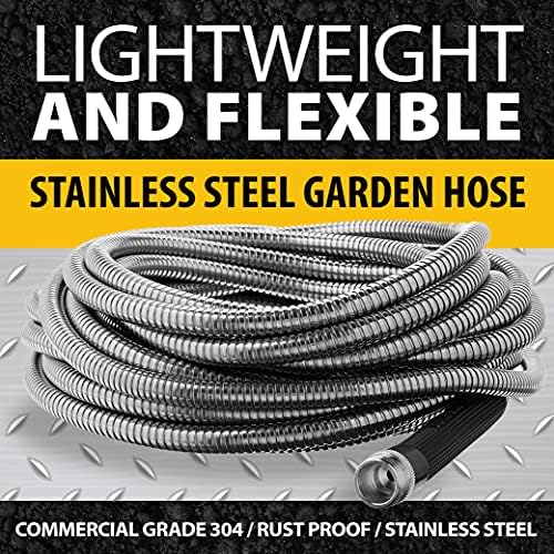 BIONIC STEEL 50 Foot 304 Stainless Steel Garden Hose Bundle with 25 Foot Rust-Proof Metal Home Garden Hose - Image 6