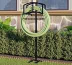 Garden Hose Holder with Storage Basket - Heavy-Duty Freestanding Hose Organizer, Black Powder-Coated, Detachable Design Holds 150FT Hose, Includes Assembly Tools for Lawn, Yard, and Garden - Image 2