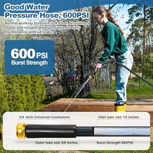 Garden Hose 50ft Lightweight, Non-Expanding, Leak-Proof Metal Connector, No-Knot No-Tangle, Easy to Store and Carry, Wear-Resistant, 3/4GHT Flexible Water Hose, Hose for Yard, Garden, Outdoor - Image 6