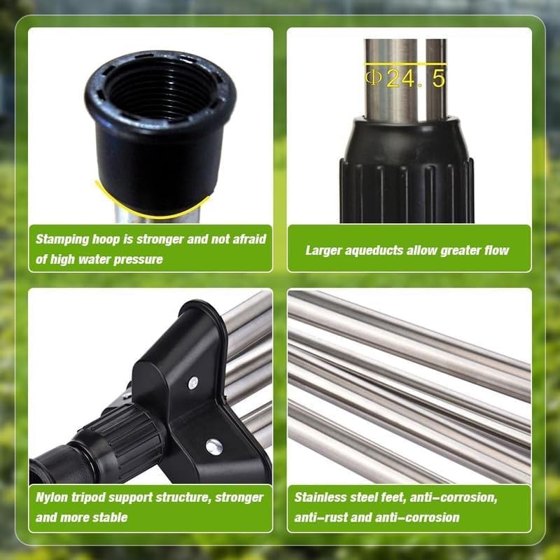 Rotating Tripod Sprinkler, 360 Degree Automatic Rotating Irrigation Watering Sprinkler, Large Area Telescopic Tripod Sprinkler for Patio Lawns - Image 6
