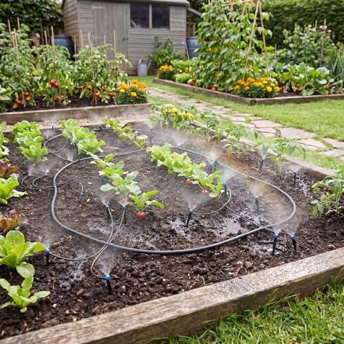 Yungyan Extra Thickened 230FT New Quick-Connect Drip Irrigation System Kit with 1/2''&1/4'' Tubing, Adjustable Drip Emitters & Misting Nozzles, DIY Automatic Irrigation Kit for Garden Greenhouse Lawn - Image 6