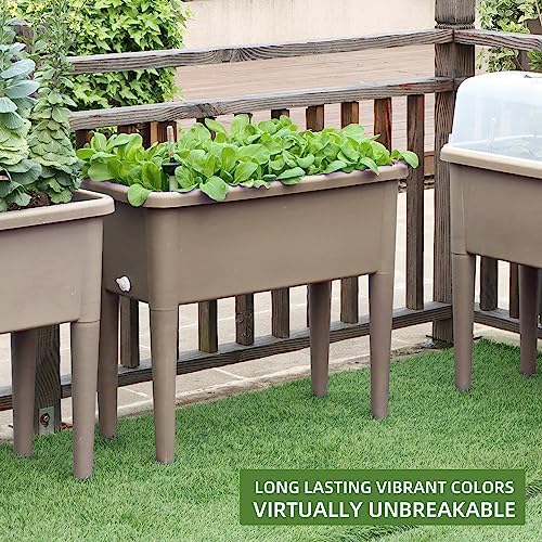 Dexceder 13.2 Gallon Self Watering Raised Garden Bed (Light Brown) - Image 6