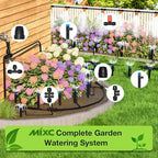 MIXC 300FT Drip Irrigation System Kit, Automatic Garden Misting Watering System with 100FT 1/2" & 200FT 1/4" Irrigation Tubing, Fitting, Adjustable Emitter for Greenhouse Lawn Raised Bed Potted Plant - Image 4