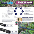 50FT 5/8" Water-Saving Soaker Hose with Solid Brass Connectors, High-Flow Drip Irrigation for Lawn & Landscaping - Image 2