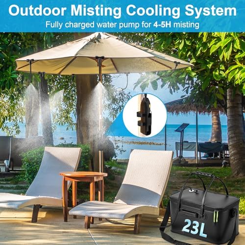 6Gallon Portable Misting System, 30FT Water Cooling Mister with Pump, Black - Image 2
