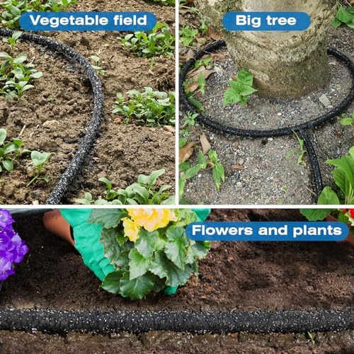 Soaker Hose 150FT Heavy Duty Rubber Saves 75% Water End Cap Included for Additional Hose Connect Great for Gardens/Flower Beds - Image 5
