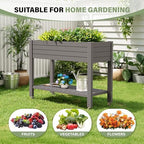 33.7" Tall Raised Garden Bed with Wheels, Divisible Resin Planter Box with Drainage Gauge & Storage Shelf, Herb Planter for Garden Patio Backyard, Medium Gray (33.7" h) - Image 6