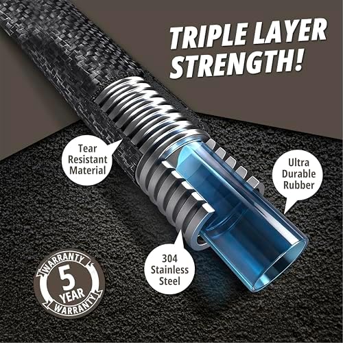 Hydrosteel PRO 50 Ft Heavy Duty Metal Garden Hose with Brass Nozzle - Image 2