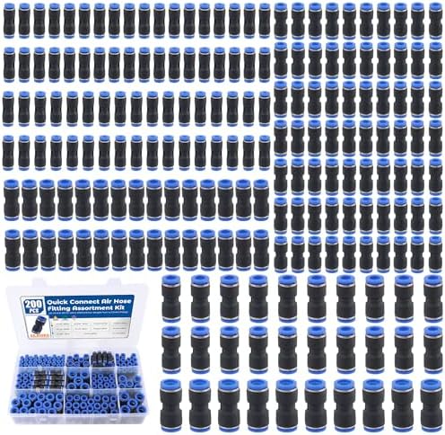 200PCS Pneumatic Push to Connect Air Fittings Straight Union Kit by Ailbiuko