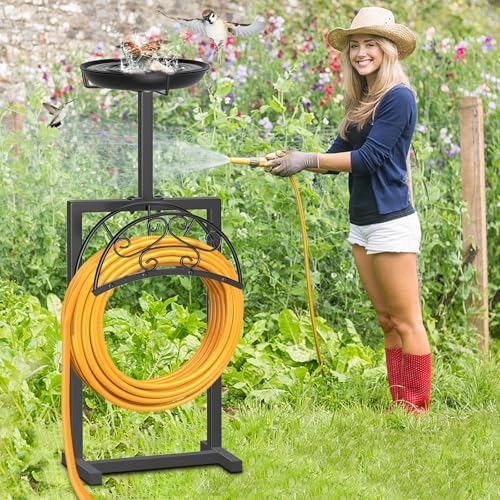 Garden Hose Holder, Freestanding Holds 150ft with Bird Feeder - Image 6