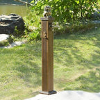 Outdoor Retro Post Faucet Freestanding Garden Hose Holder with Faucet & Spray Gun, Floor Mounted Water Tap for Irrigation Washing, Vertical Water Column Feature(Bronze Color,113cm/44.4in) by MDDKOP