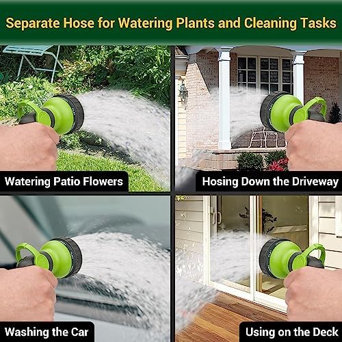 Ultimate Garden Hose Bundle: 100FT and 100FT Heavy-Duty Water Hose Set with Swivel Handle & 8 Function Nozzle for Versatile Watering Needs, Flexible, No Kink, Lightweight Metal Hoses - Image 5