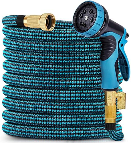 Expandable Garden Hose 75 ft, 2026 Upgraded Flexible Water Hose 75ft with 10 Function Spray Nozzle, 3/4" Leakpoof Solid Brass Fittings, Expanding Double Latex Core, Lightweight, No Kink, No Tangle by teelishly