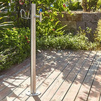 Floor-Standing Water Column with Faucet, Stainless Steel Outdoor Garden Hose Holder Anti-Freeze Cracking Vertical Water Column, Cylindrical Garden Fountain, 1/2-inch and 3/4-inch Hose Connectors - Image 3