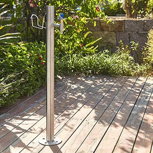 Floor-Standing Water Column with Faucet, Stainless Steel Outdoor Garden Hose Holder Anti-Freeze Cracking Vertical Water Column, Cylindrical Garden Fountain, 1/2-inch and 3/4-inch Hose Connectors - Image 3