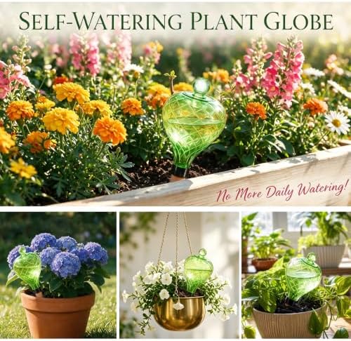 4 Pack 17 oz Large Plant Self Watering Globes to 2 Weeks Watering, Green - Image 5