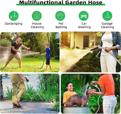 Metal Garden Hose 50FT, Stainless Steel 304 Heavy Duty Water Hose With 10 Function Nozzle, No-Tangle No-Kink, Tough Flexible, Durable and Lightweight, Rust Proof outdoor hose for Yard, Outdoor, RV - Image 2