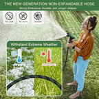 Garden Hose Non-Expandable 75 ft, Lightweight Flexible Water Hose with 10 Function Spray Nozzle, Outdoor Leak Proof, Kink-Free, Portable Hose for Yard, Lawn, Camper, High-Density Fabric, Black Green - Image 3