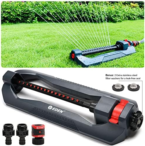 Eden 95124 Adjustable 4-Way Mini Turbo Oscillating Sprinkler W/Quick Connect Starter Set, Covers up to 4,069 sq. ft. Heavy Weight Base and Eden 96213 Lawn & Garden Essential Oscillating Sprinkler | Water Sprinkler for Yard,Covers up to 3,600 sq. ft., H... - Image 6