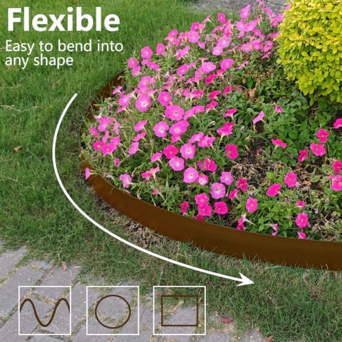Landscape Edging 4 Inch Tall 60FT with 75Pcs Metal Spikes, Plastic Garden Edging Border Landscape Edging Border Lawn Edging for Landscaping, Flower Bed, Yard(Brown) - Image 5