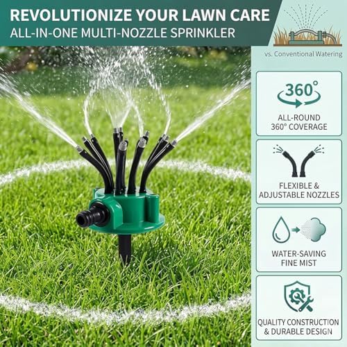 360 Multi Directional Lawn Sprinkler,Versatile Garden Irrigation Sprinkler in Ground,Flexible Coverage Precision Degree Lawn Sprinklers Watering Sprayer System for Yard (4pcs) - Image 7
