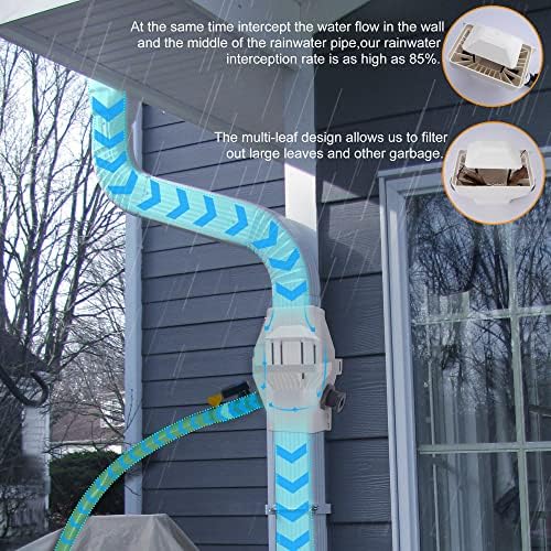 Rain Barrel Diverter, RainWater Collection System Fits for 2x3 or 3x4 Inch Downspout Diverter Colander, Tintsabo Upgrade Rain Barrel Diverter Kit with Filtration and PVC Spigot, White - Image 3