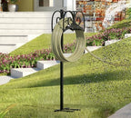 Upgraded Garden Hose Holder Stand with 4 Spikes - Heavy Duty Metal Water Hose Reel, Hose Organizer, Holds 150ft Hose for Outside Yard Lawn, Black by Calidola