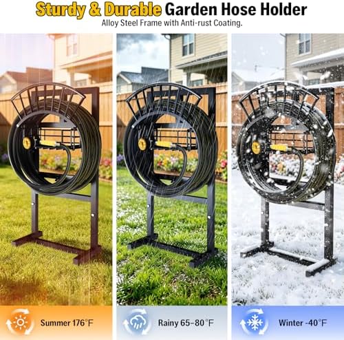 Garden Hose Holder with Brass Faucet, Heavy Duty Hose Storage Holder - Image 3