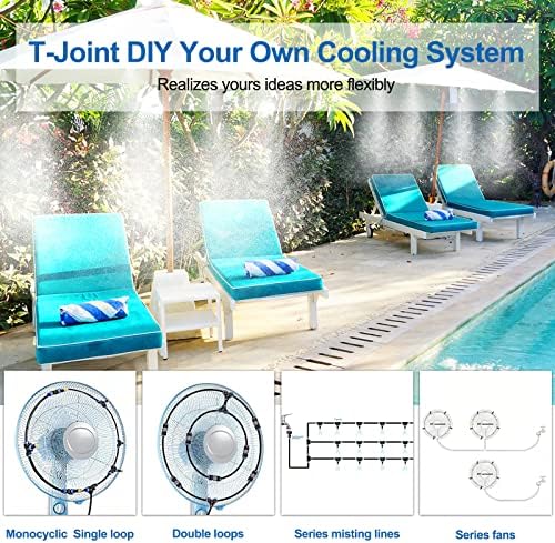 Misters for Outside Patio, 50FT Misting Hose + Tee-Connector 10PCS.Outdoor Water Mister Cooling System, Backyard Mist Hose Kit for Garden,Greenhouse,Fan,Deck,Umbrella,Canopy,Porch.Trampoline Sprinkler - Image 5