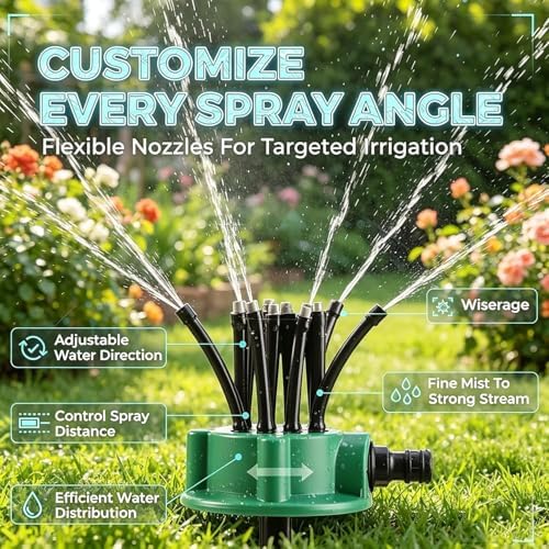 360° Multi-Directional Lawn Sprinkler, 2026 New Precision Garden Irrigation with Flexible Spray Nozzles, Stable Rotating Water Sprinkler, Flower Shape Spray Head for Hose Yard Grass (2pcs) - Image 5