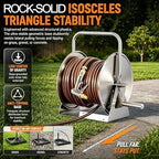 Stainless Steel Garden Hose Reel, Heavy Duty Metal Water Pipe Cart with High Pressure Spray Nozzle, 2-in-1 Wall Mount Manual Crank Storage, Fits 1/2 Inch Hose(40M/130FT) - Image 5