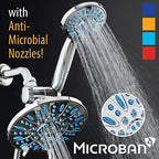 Antimicrobial/Anti-Clog High-Pressure 30-setting Rainfall Shower Combo by AquaDance with Microban Nozzle Protection from Growth of Mold Mildew & Bacteria for Stronger Shower! Wave Blue - Image 2