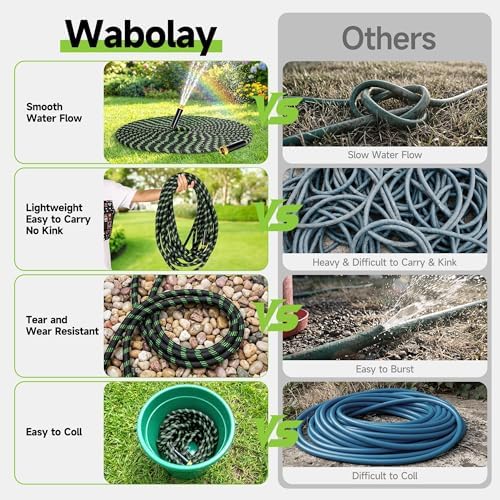 Garden Hose 75 ft Flexible Water Hose Non-Expanding Lightweight Kink-Free Hoses Durable Leak-Proof High Pressure Pipe with 3/4” Brass Fitting 10 Function Nozzle for Outdoor Yard Lawn Car Wash - Image 5