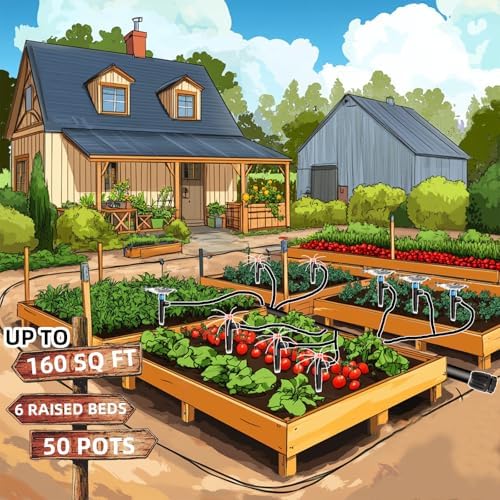 233FT Drip Irrigation System with Timer for Garden Kit Automatic Irrigation Equipment Lock Fittings Micro Drip 360 Degree Fan Sprayer Watering Kit for Greenhouse 1/2 inch 1/4 inch Tubing - Image 5