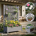 YITAHOME 43.3x17.7x61 in Planter Boxes Outdoor with Trellis, Resin Raised Garden Bed with Wheels & Drain Plug for Climbing Plants, Weather-Resistant Design Elevated Garden Bed with Trellis, Brown - Image 5