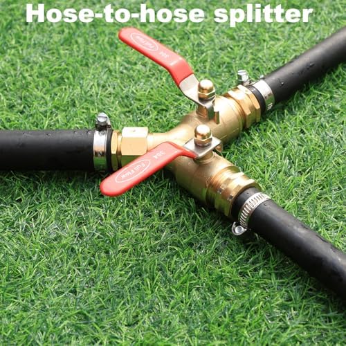 Garden Hose Splitter Full Flow Splitter No Restricted-Flow Connector Heavy Duty Brass Hose y Splitter, 2 way High Flow Hose Bib Adapter with Shut Off Valves (Long Handle) - Image 5