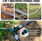 Homvocal Flat Soaker Hose 100 ft, 3-in-1 Sprinkler and Drip Irrigation Hose, 4-Pack 25 ft with Garden Staples and Splitters for Lawn, Garden Bed - Image 2