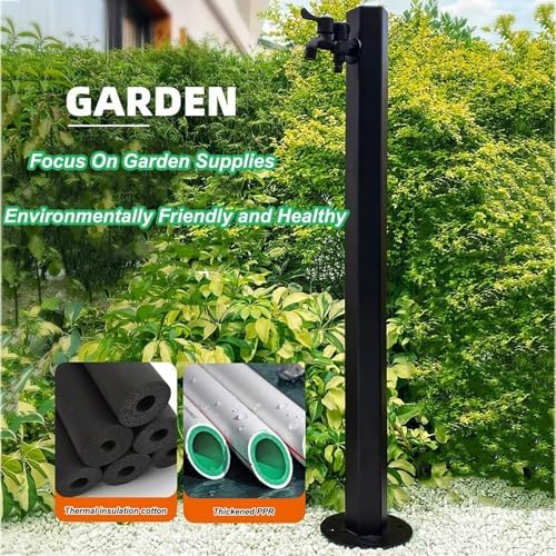 Floor Mounted Faucet Outdoor Water Pipe Vertical Fountain Irrigation Column,Frost-Free Outdoor Faucet with Garden Hose Extender, Stainless Steel Square Spigot, Freestanding Hose Holder & Rem - Image 5