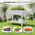Elevate 33.7" Tall Raised Garden Bed with Wheels, Divisible Resin Planter Box with Drainage Gauge & Storage Shelf, Herb Planter for Garden Patio Backyard, Ashen (33.7" h) - Image 5