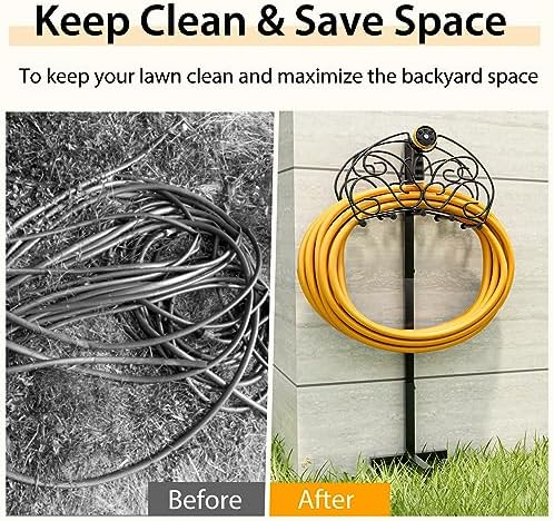 S AFSTAR Garden Hose Holder Stand, Not Water Hose Holder Freestanding with 3 Anchor Points, Fit to 150ft Water Pipes, Heavy Duty Metal Hose Hanger Freestanding for Outside Yard Lawn (Hose Not Included) - Image 3