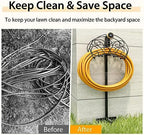S AFSTAR Garden Hose Holder Stand, Not Water Hose Holder Freestanding with 3 Anchor Points, Fit to 150ft Water Pipes, Heavy Duty Metal Hose Hanger Freestanding for Outside Yard Lawn (Hose Not Included) - Image 3