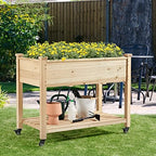 Yaheetech Raised Garden Bed with Wheels 42x23x33in Wooden Planter Box - Image 2
