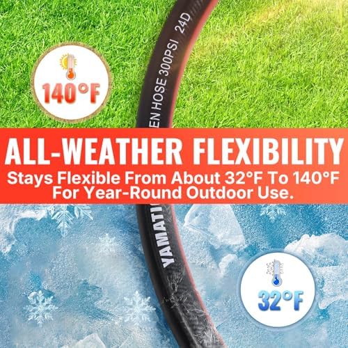 YAMATIC 100ft Garden Hose 5/8in I.D. with 360° Swivel Brass Handle - Image 6