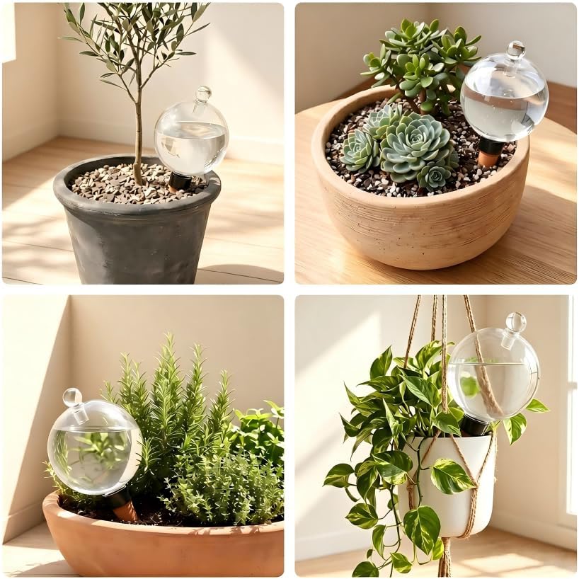 8 Pack EX-Large Plant Watering Globes with Cover 26oz Top Fill Plastic Water Bulbs Self Watering Planter Inser, Slow Release Terracott, Plant Watering Devices for Plants - Image 6