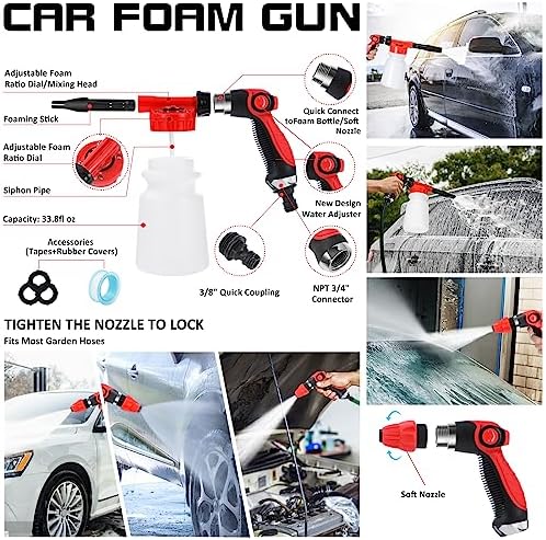 43Pcs Car Wash Kit with Foam Gun, Complete Car Detailing Brush Kit - Image 2