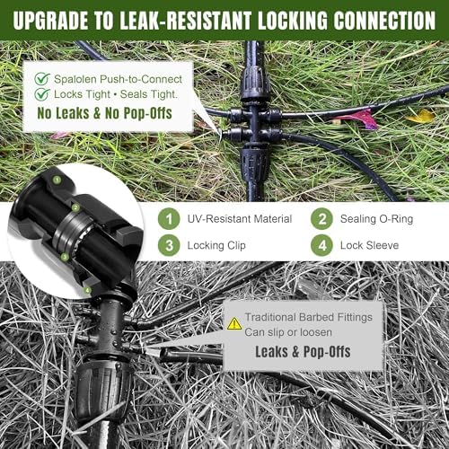Push-to-Connect Drip Irrigation System Kit, Complete Premium Garden Watering System with 50FT 1/2" Mainline, Leak-Resistant Quick Connect Fittings, Adjustable Drip Emitters for Raised Beds, Greenhouse - Image 3