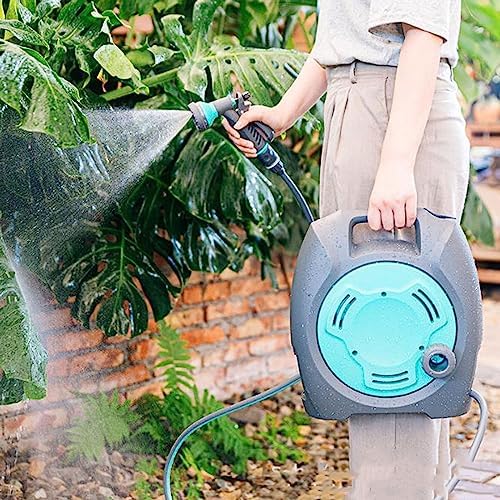 Heavy Duty Water Hose Holder, Portable Hose Reel Cart, Garden Water Pipe Hose Holder Rack, Outdoor Hosepipe Cart Organizer, Suitable for Most Types of Faucet, with 10M/32Ft Hose and 7 Pattern Nozzle - Image 6