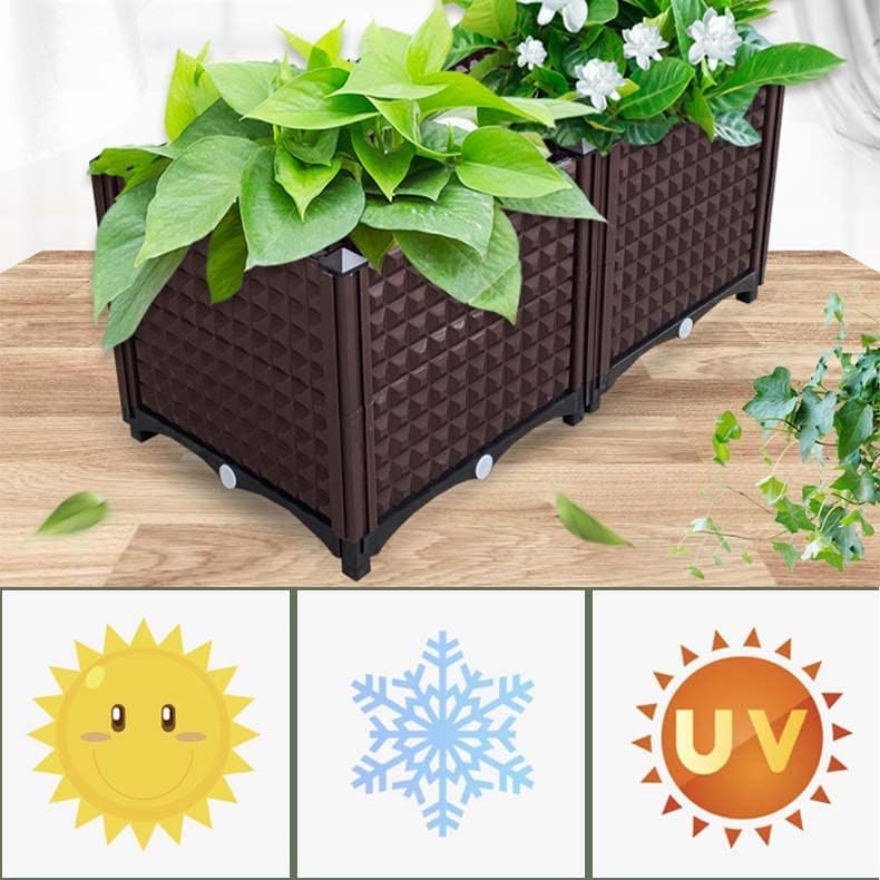 YSUEFIJO Raised Garden Bed Planter, Elevated Plastic Raised Garden Bed Planter Box, Planting Raised Container with Water Design & Drainage Holes, for Flower Vegetable Herbs - Image 2
